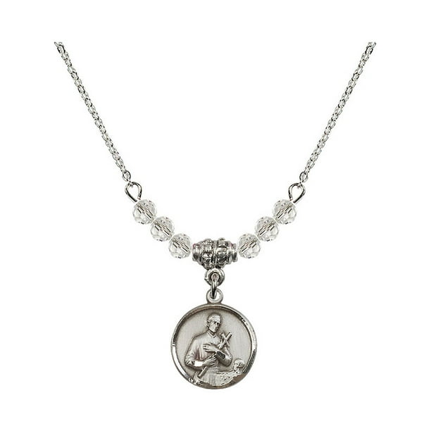 Bonyak Jewelry 18 Inch Rhodium Plated Necklace w/ 4mm Faux-Pearl Beads and Saint Gerard Charm Bonyak Jewelry 18 Inch Rhodium Plated Necklace w/ 4mm Faux-Pearl Beads and Saint Gerard Charm